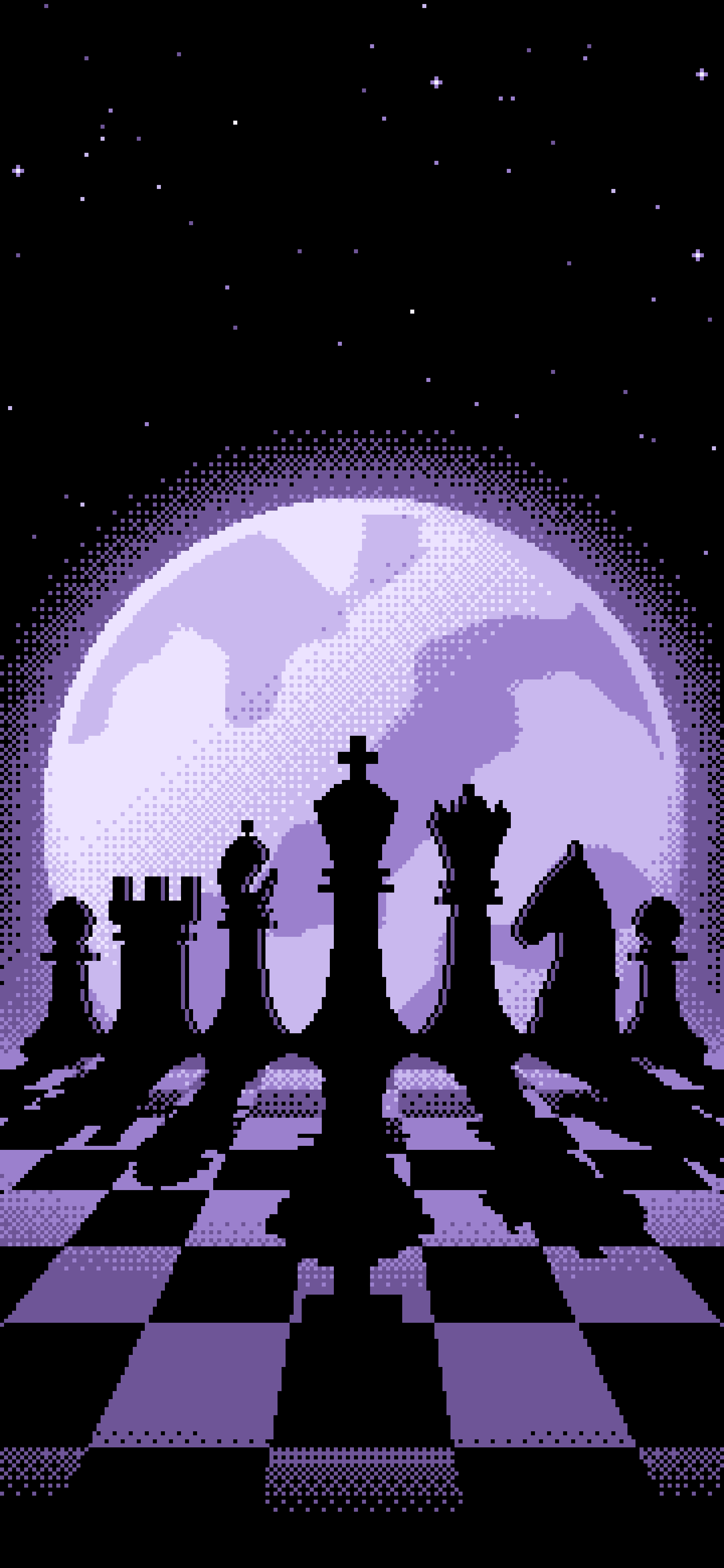 Lavender Pixel Art Chess Pieces wallpaper for iPhone and Android
