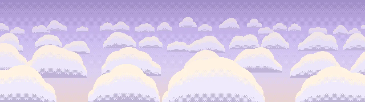 Lavender Pixel Art Clouds dual monitor wallpaper, 7680 × 2160