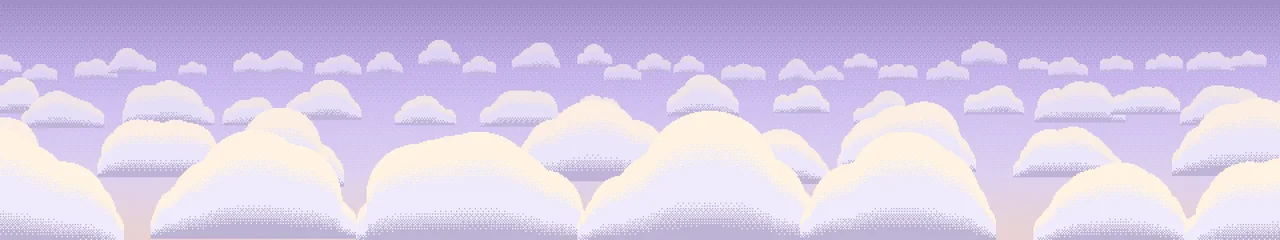 Lavender Pixel Art Clouds triple monitor wallpaper, 7680 × 1440