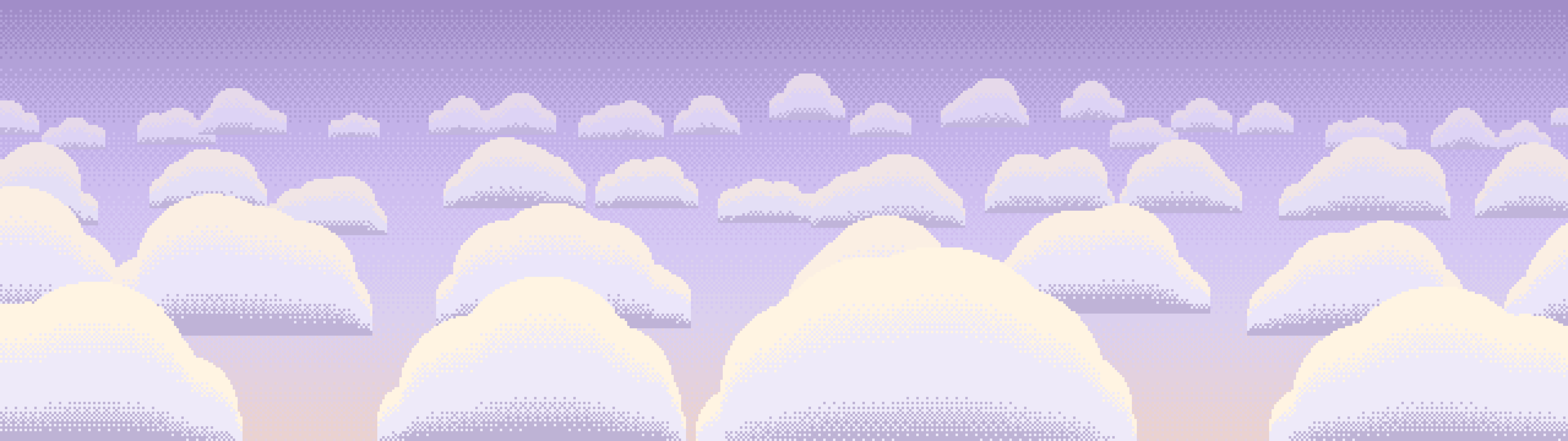 Lavender Pixel Art Clouds dual monitor wallpaper, 7680 × 2160