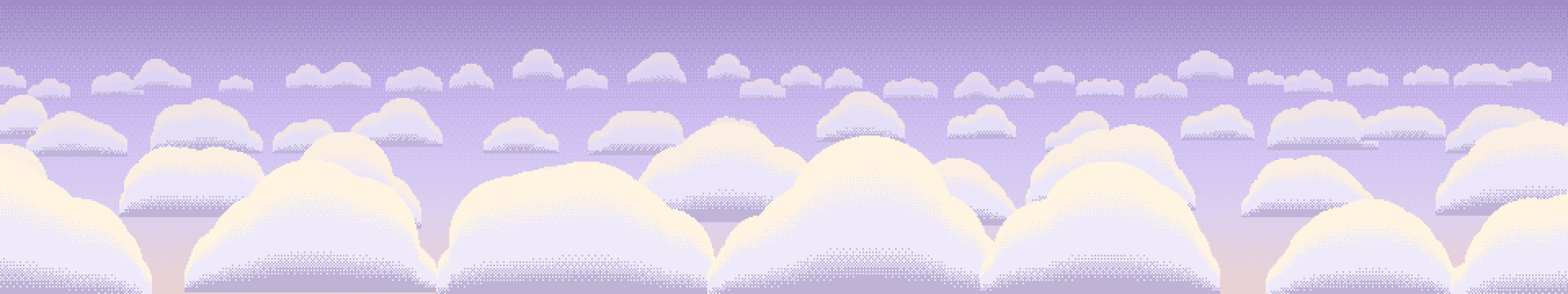 Lavender Pixel Art Clouds triple monitor wallpaper, 7680 × 1440