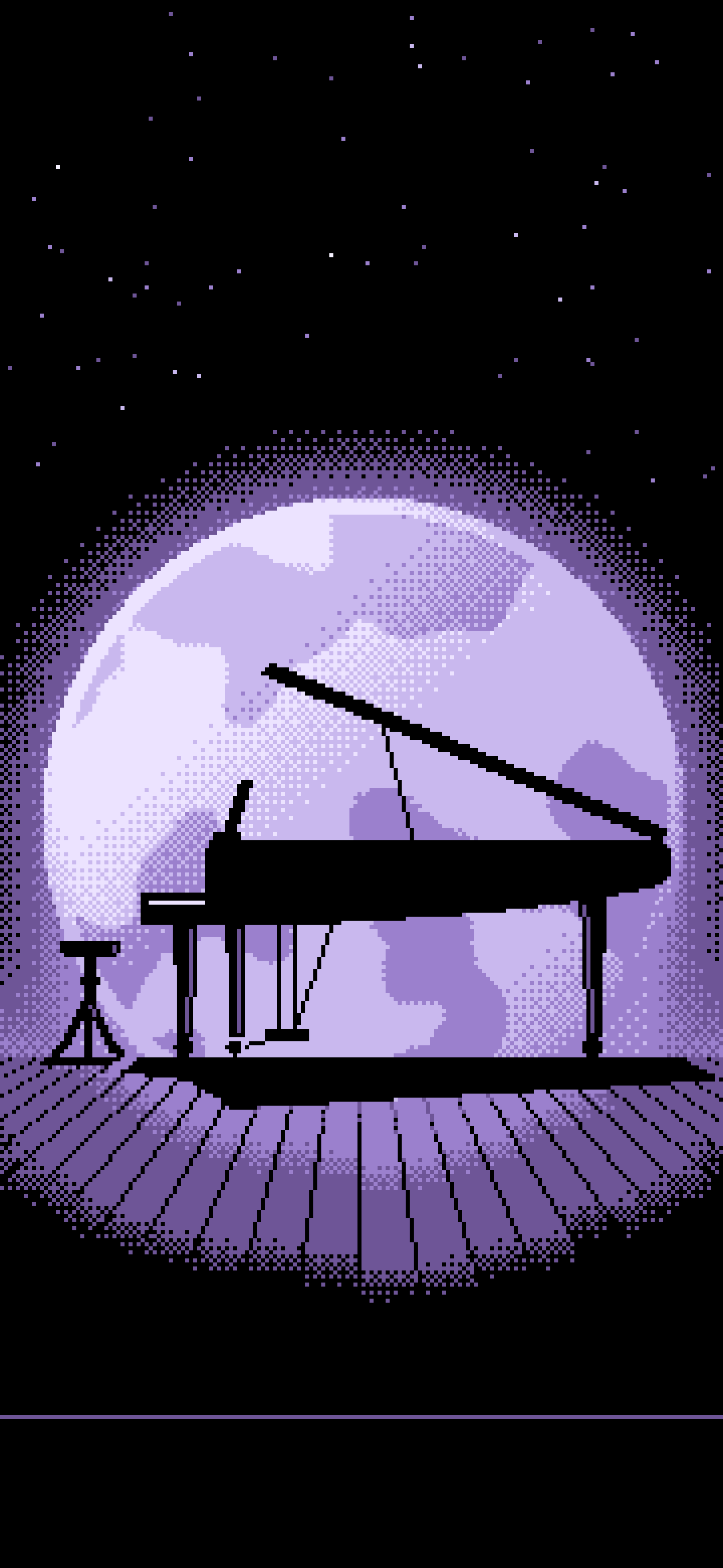 Lavender Pixel Art Grand Piano Silhouette wallpaper for iPhone and Android