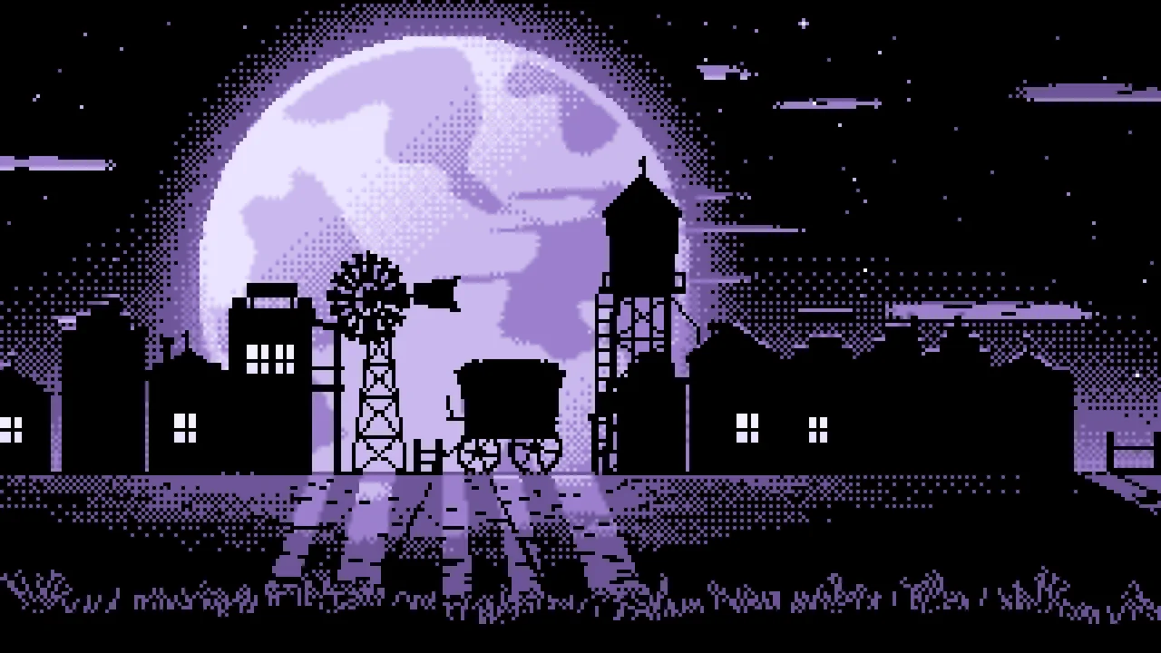 Lavender Pixel Art Old West Town desktop wallpaper in 4K