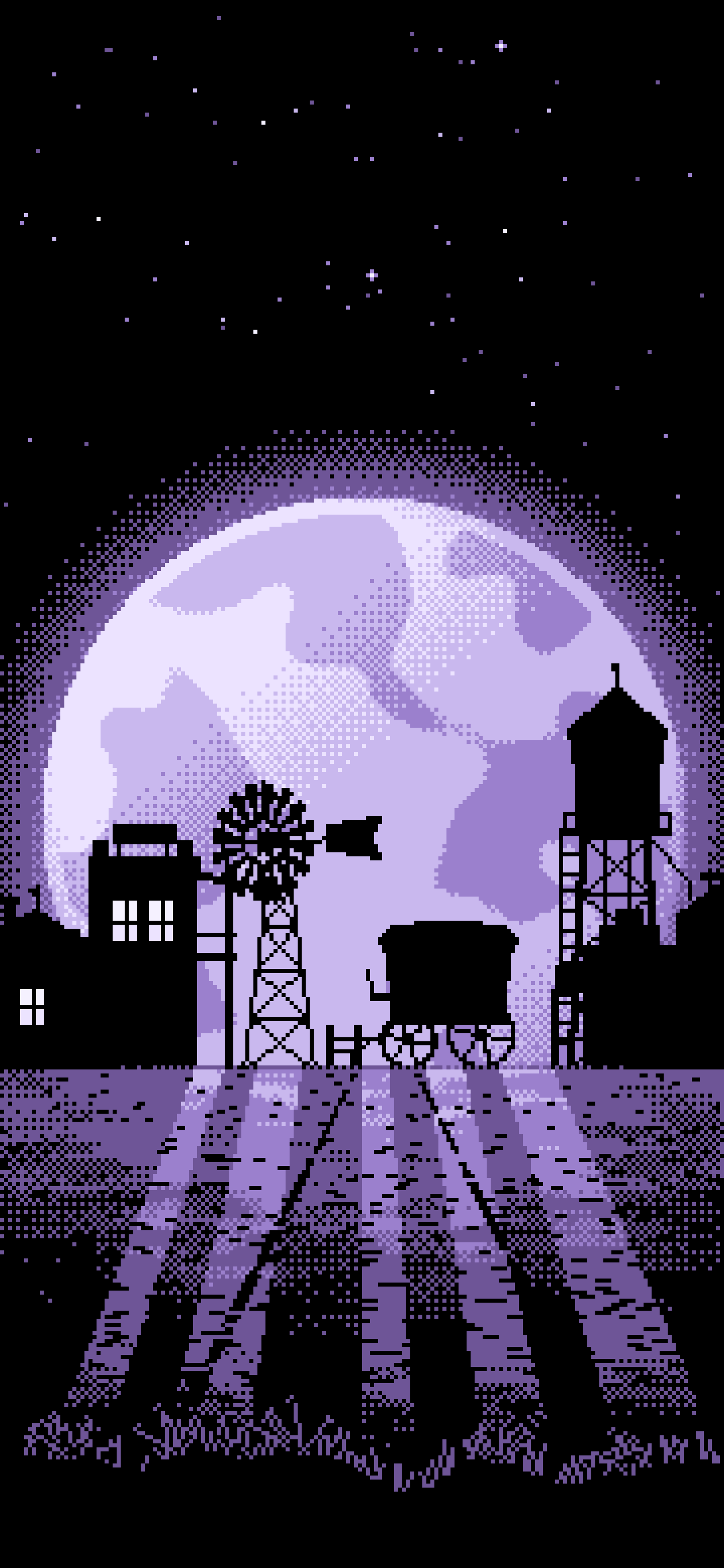 Lavender Pixel Art Old West Town wallpaper for iPhone and Android