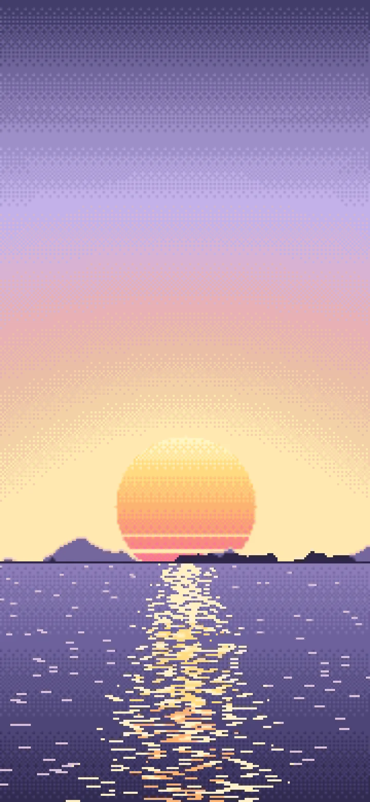 Lavender Pixel Art Sunset wallpaper for iPhone and Android