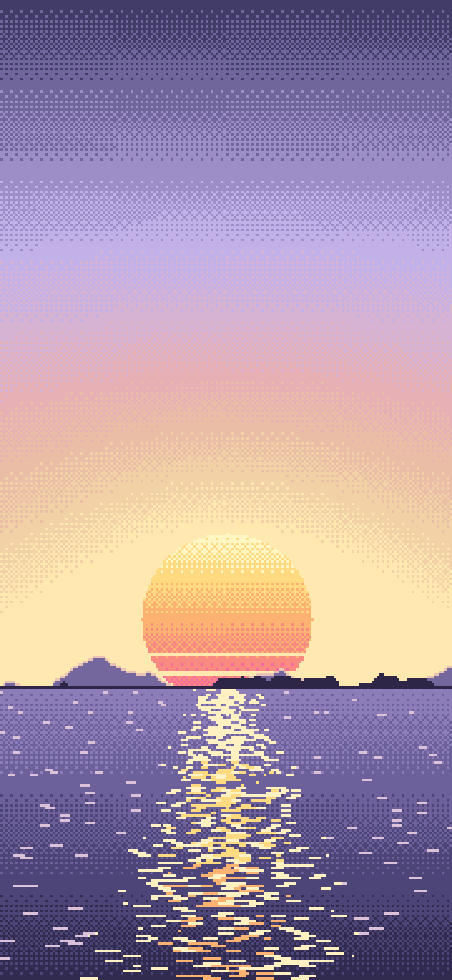 Lavender Pixel Art Sunset wallpaper for iPhone and Android
