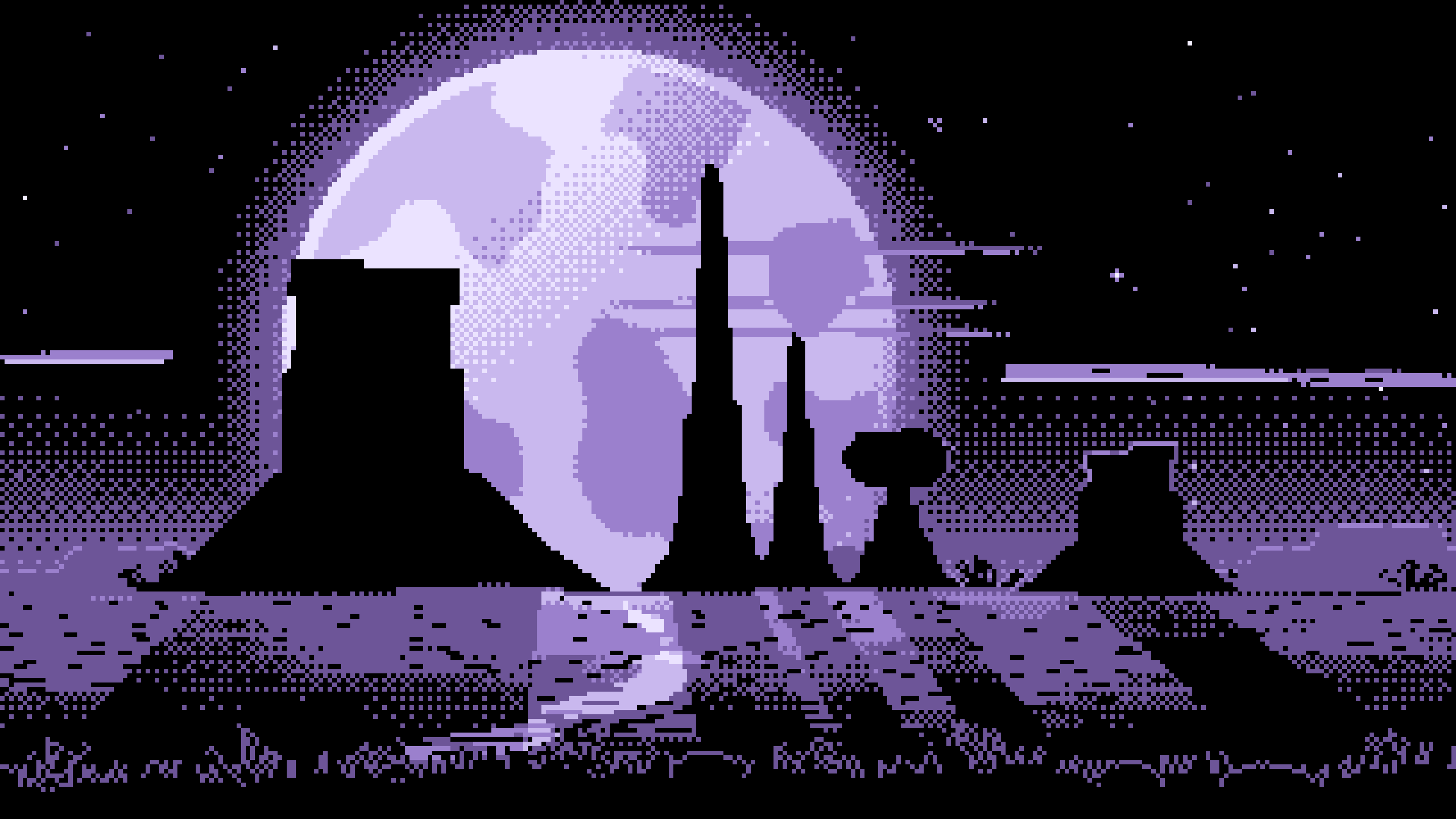Lavender Pixel Art Western Desert Buttes desktop wallpaper in 4K