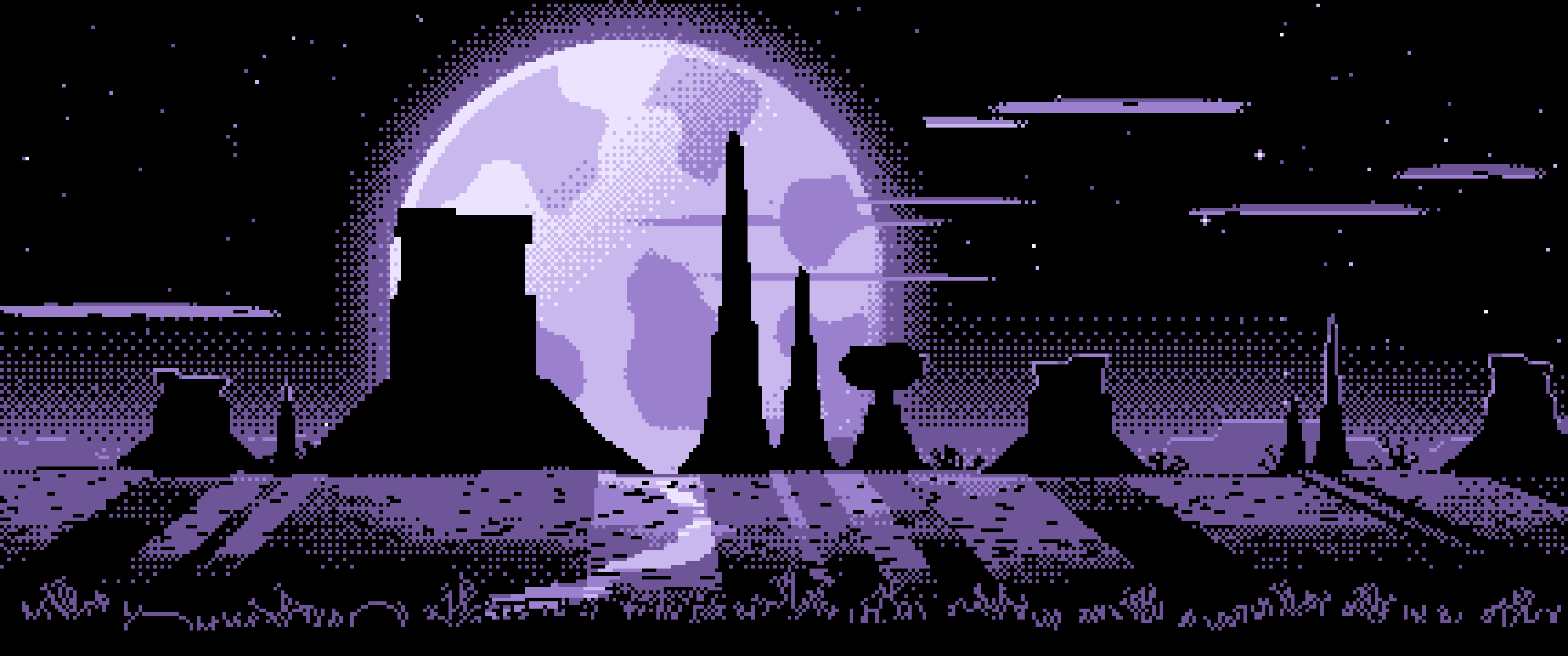 Lavender Pixel Art Western Desert Buttes ultrawide wallpaper, 3440 × 1440
