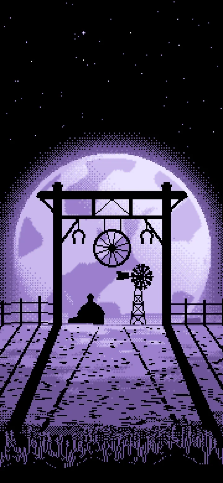 Lavender Pixel Art Western Ranch Gate wallpaper for iPhone and Android