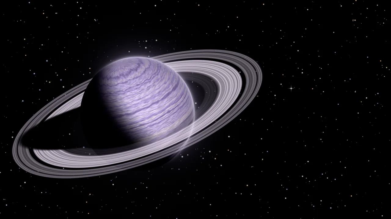 Lavender Ringed Saturn desktop wallpaper in 4K