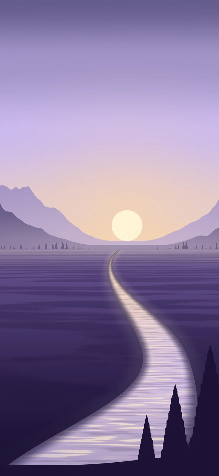 Lavender River Valley at Sunset wallpaper for iPhone and Android