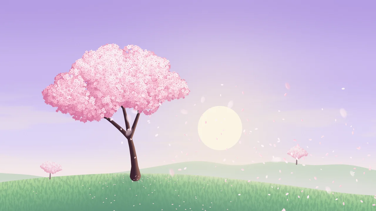Lavender Spring Blossom Tree desktop wallpaper in 4K