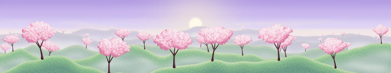 Lavender Spring Hills in Bloom triple monitor wallpaper, 7680 × 1440