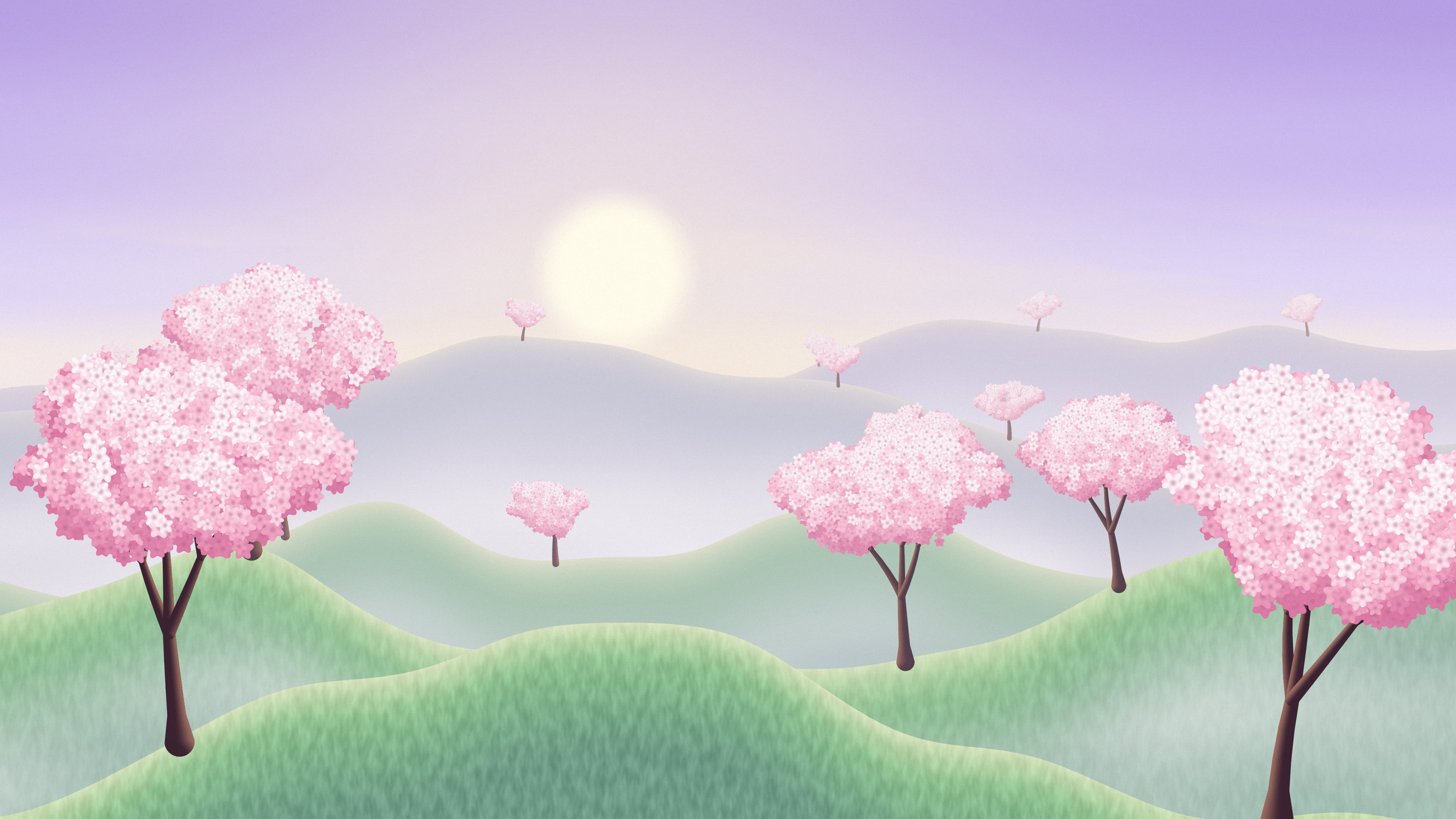 Lavender Spring Hills in Bloom desktop wallpaper in 4K