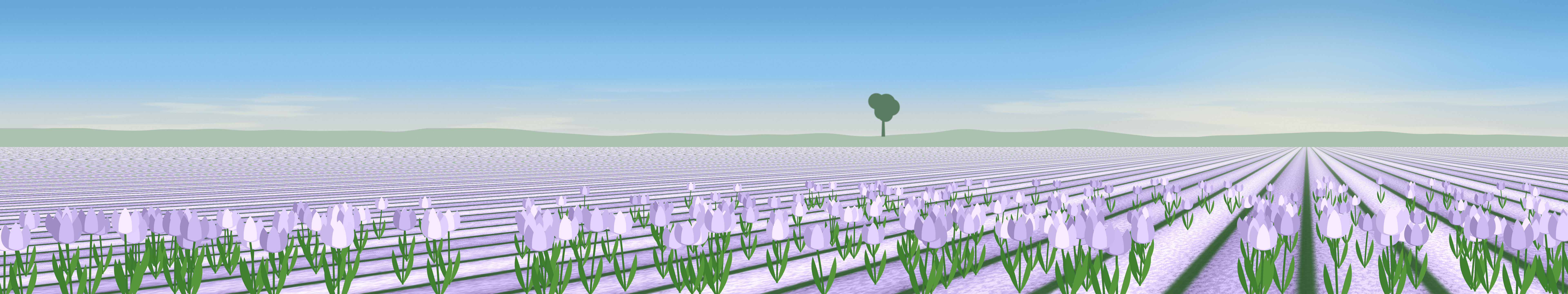 Lavender Tulip Field triple monitor wallpaper, 7680 × 1440