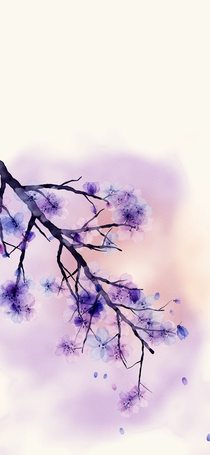 Lavender Watercolor Cherry Blossom Branch wallpaper for iPhone and Android