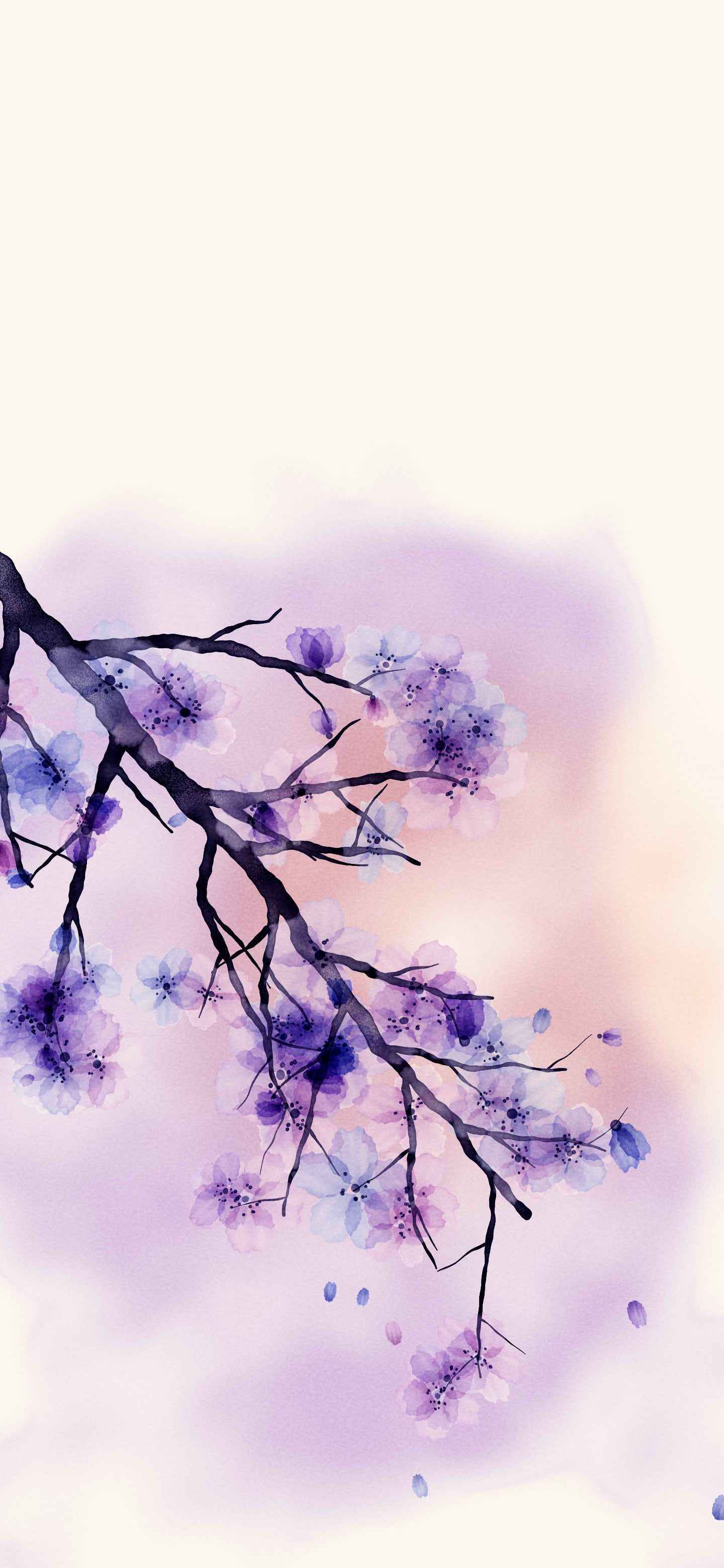 Lavender Watercolor Cherry Blossom Branch wallpaper for iPhone and Android