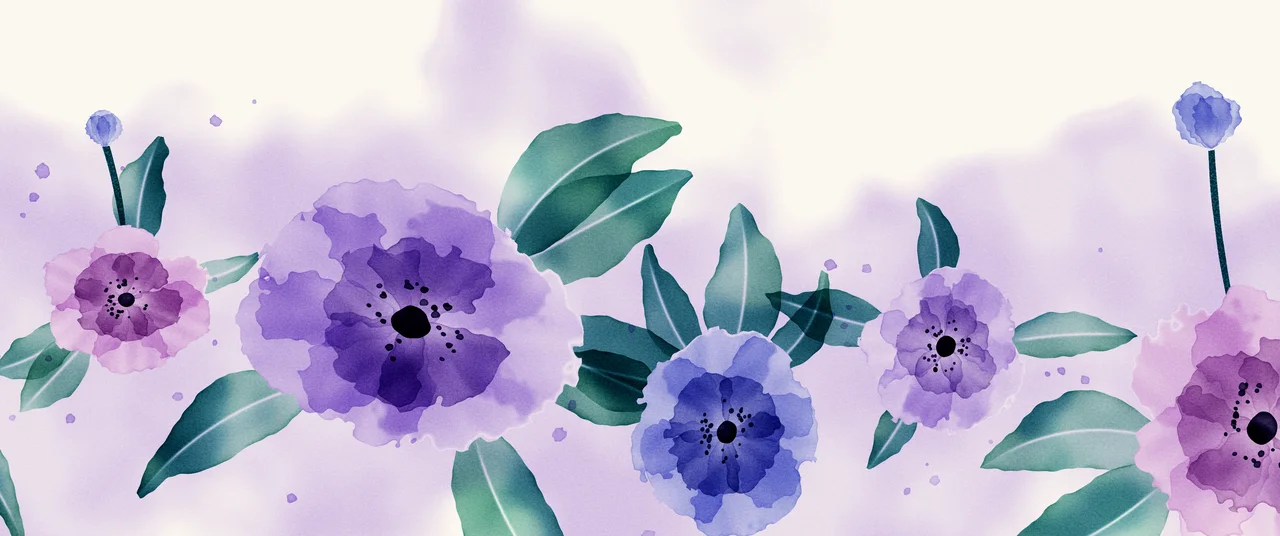 Lavender Watercolor Flowers ultrawide wallpaper, 3440 × 1440