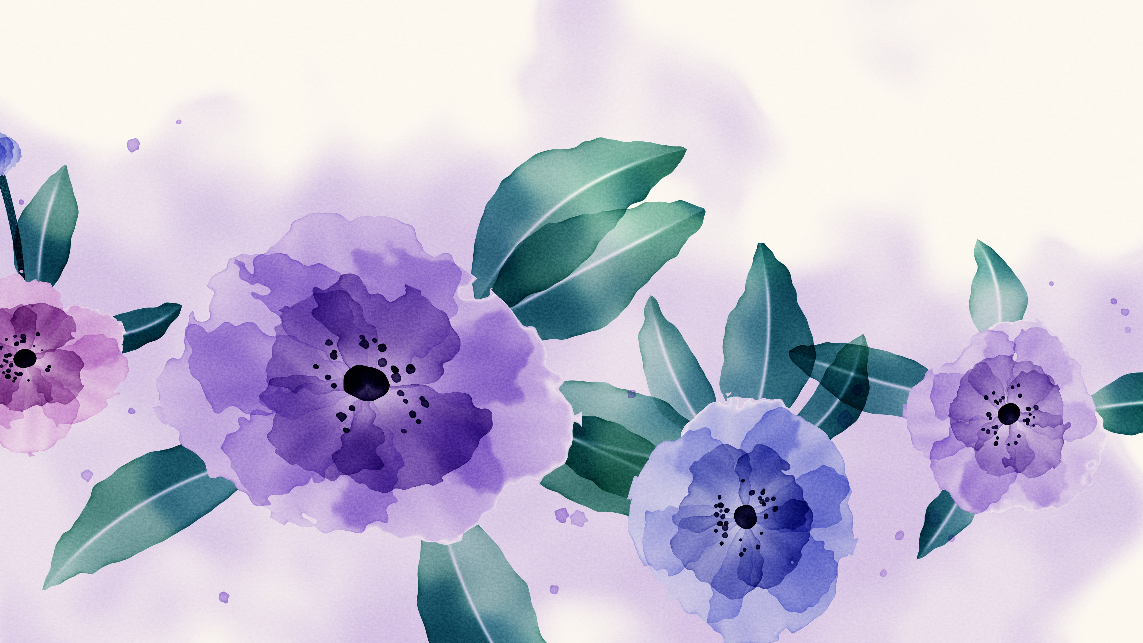 Lavender Watercolor Flowers desktop wallpaper in 4K