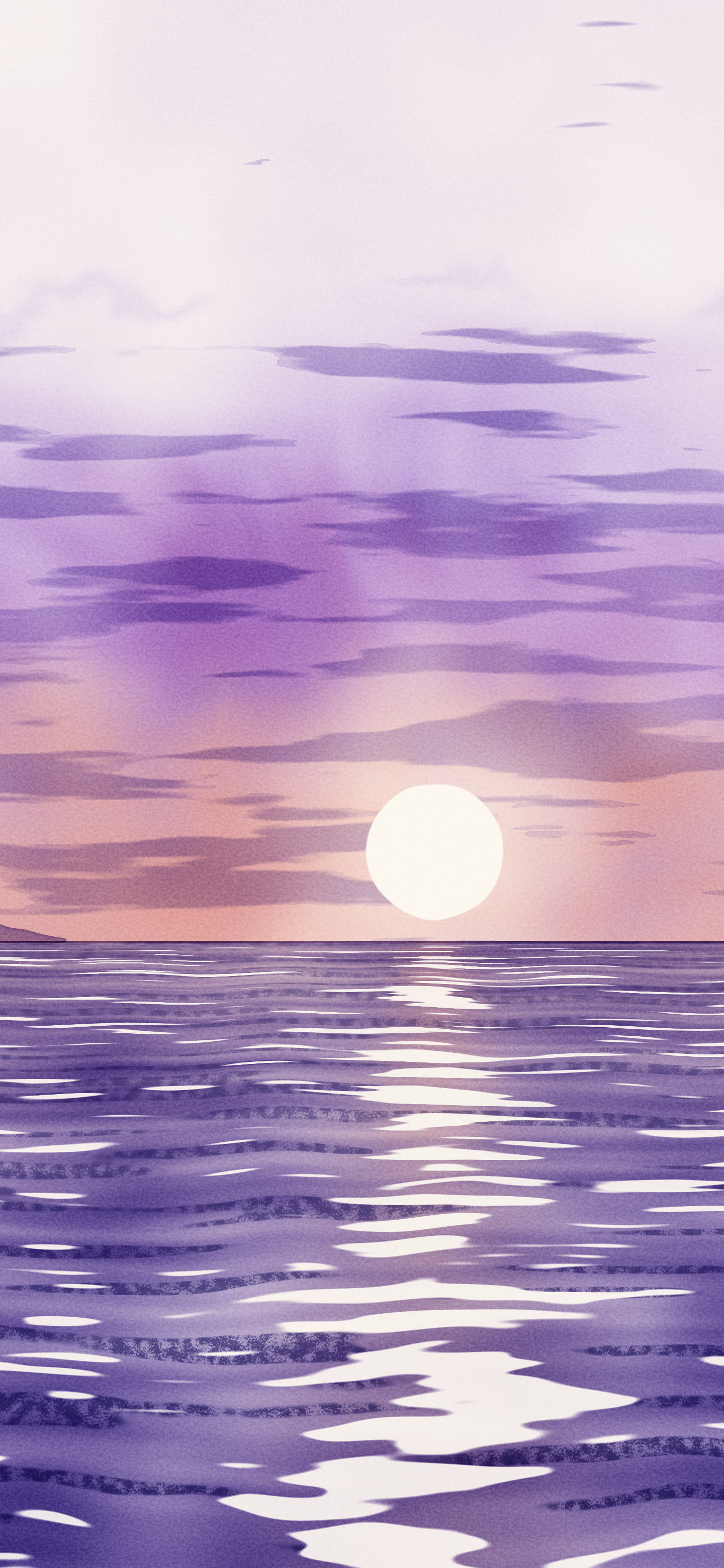 Lavender Watercolor Ocean Sunset wallpaper for iPhone and Android