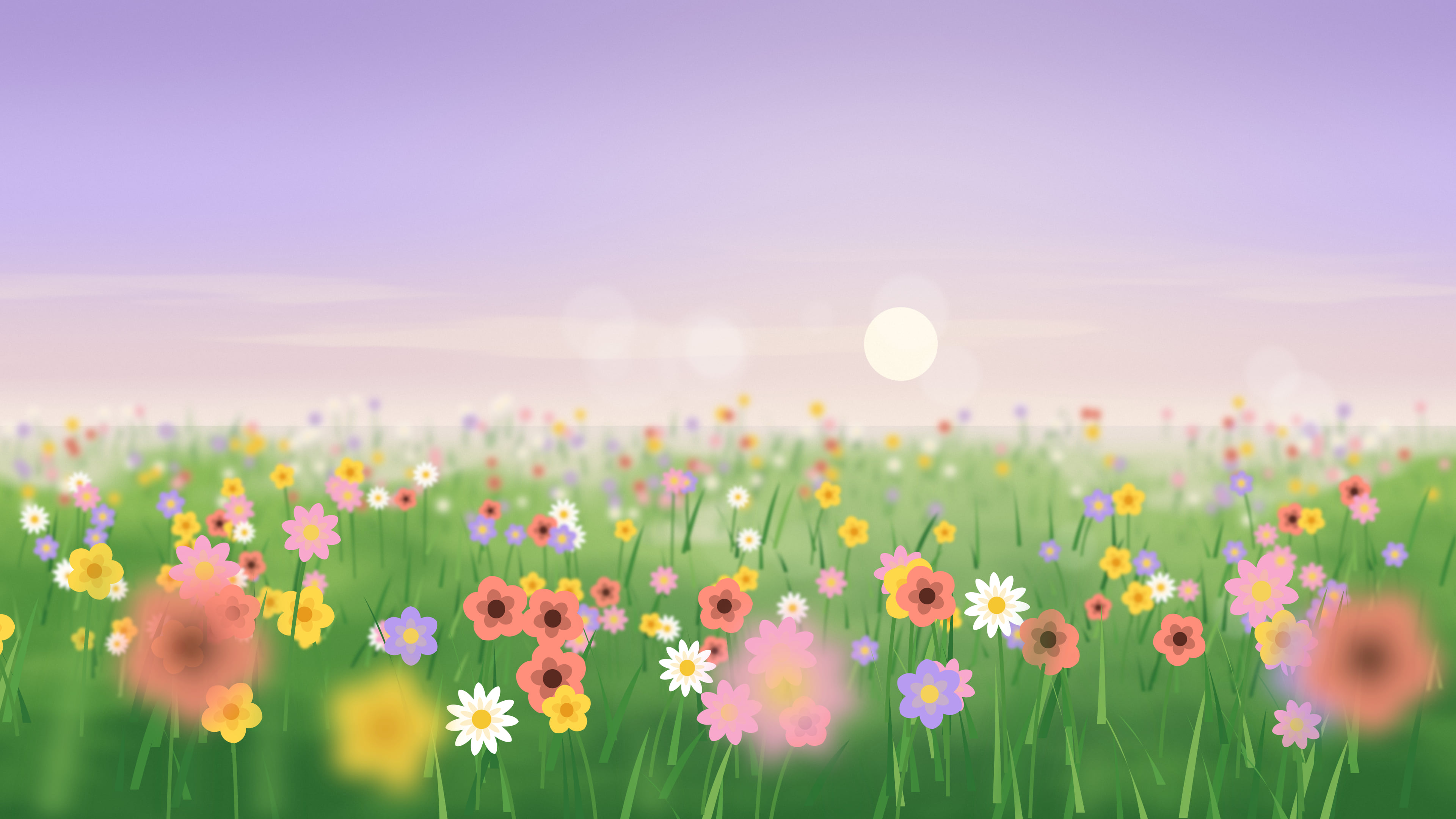 Lavender Wildflower Meadow desktop wallpaper in 4K