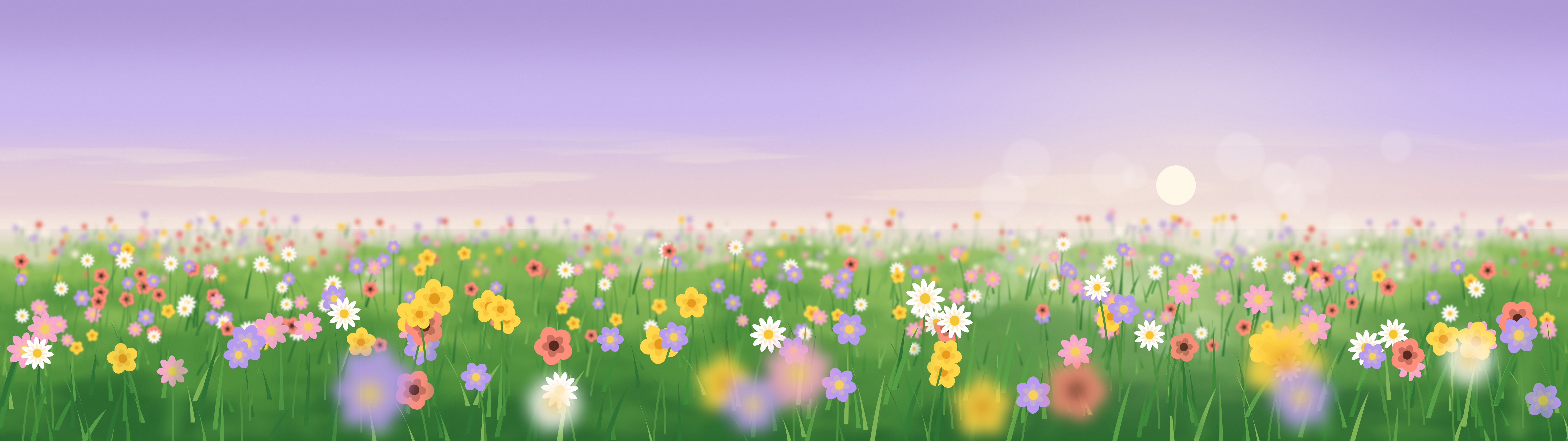 Lavender Wildflower Meadow dual monitor wallpaper, 7680 × 2160