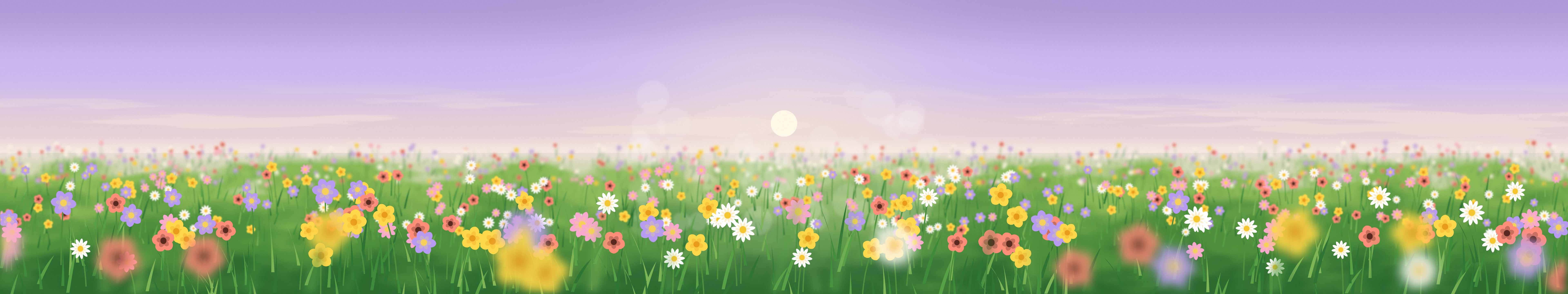 Lavender Wildflower Meadow triple monitor wallpaper, 7680 × 1440