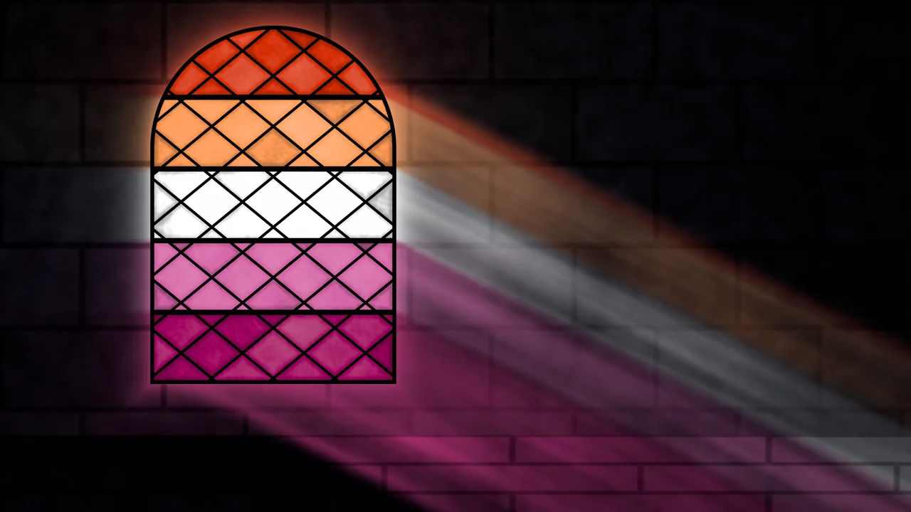Lesbian Stained Glass Pride Flag desktop wallpaper in 4K