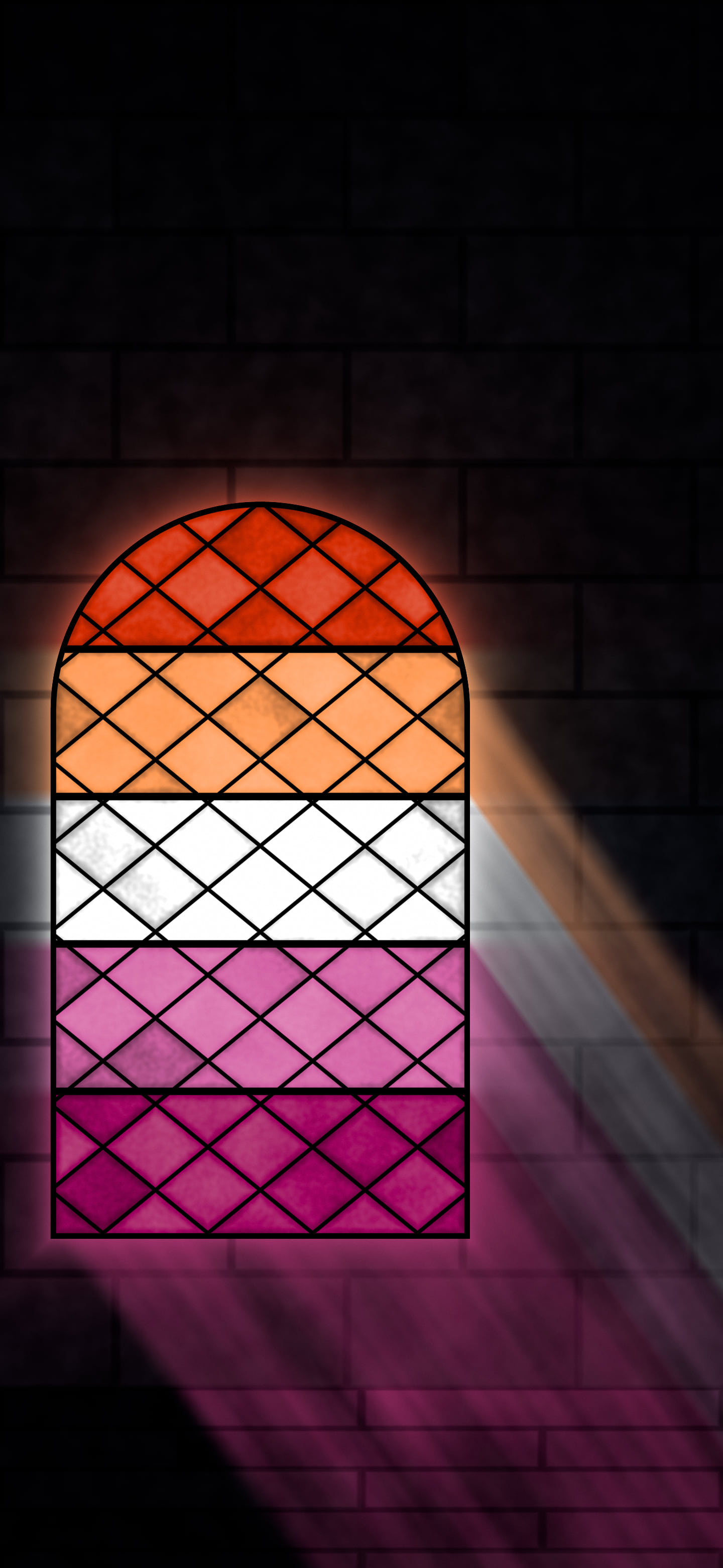 Lesbian Stained Glass Pride Flag wallpaper for iPhone and Android