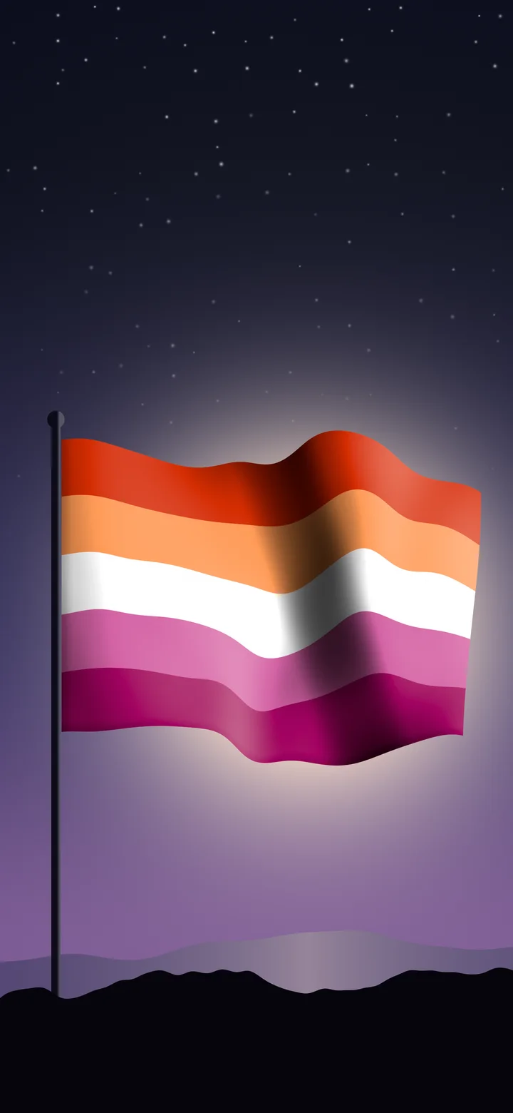 Lesbian Waving Pride Flag wallpaper for iPhone and Android