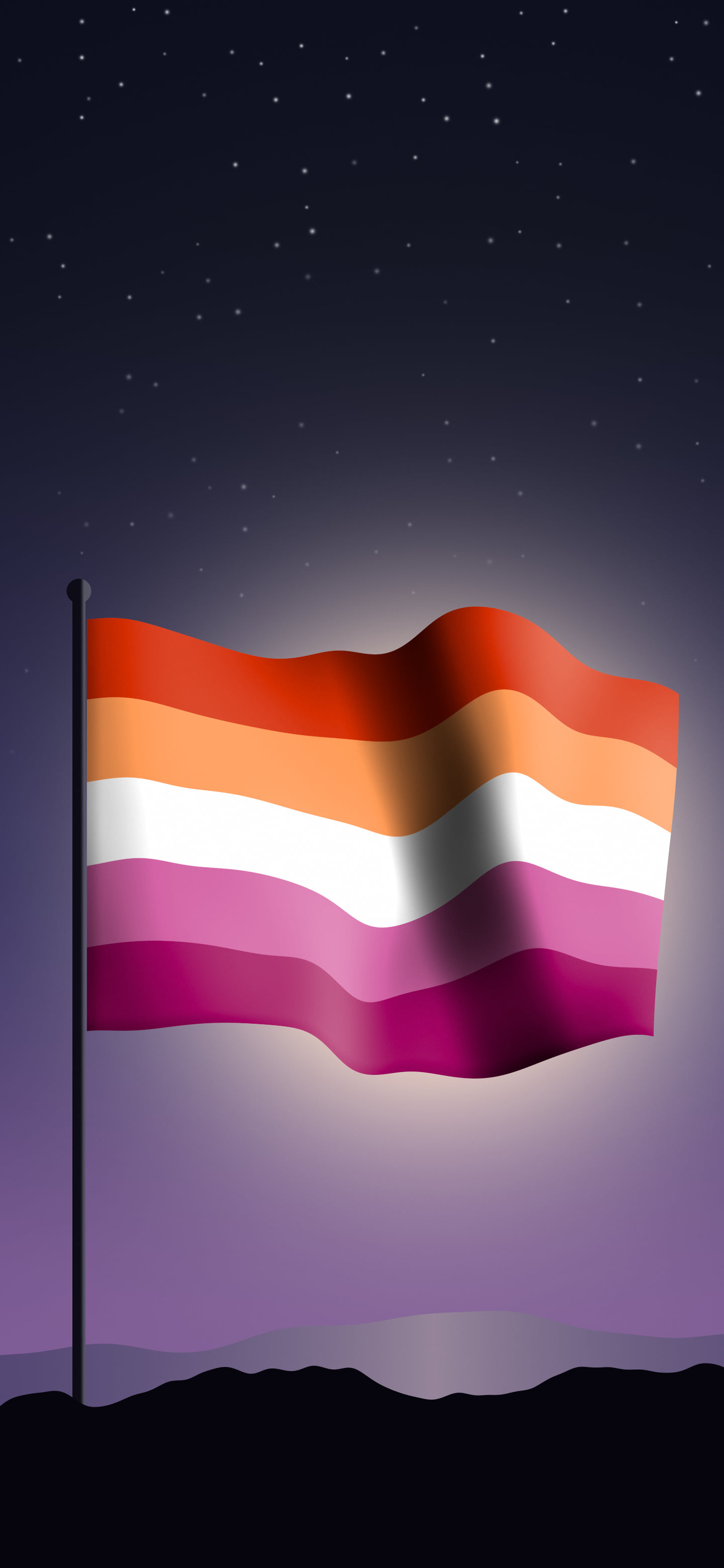 Lesbian Waving Pride Flag wallpaper for iPhone and Android