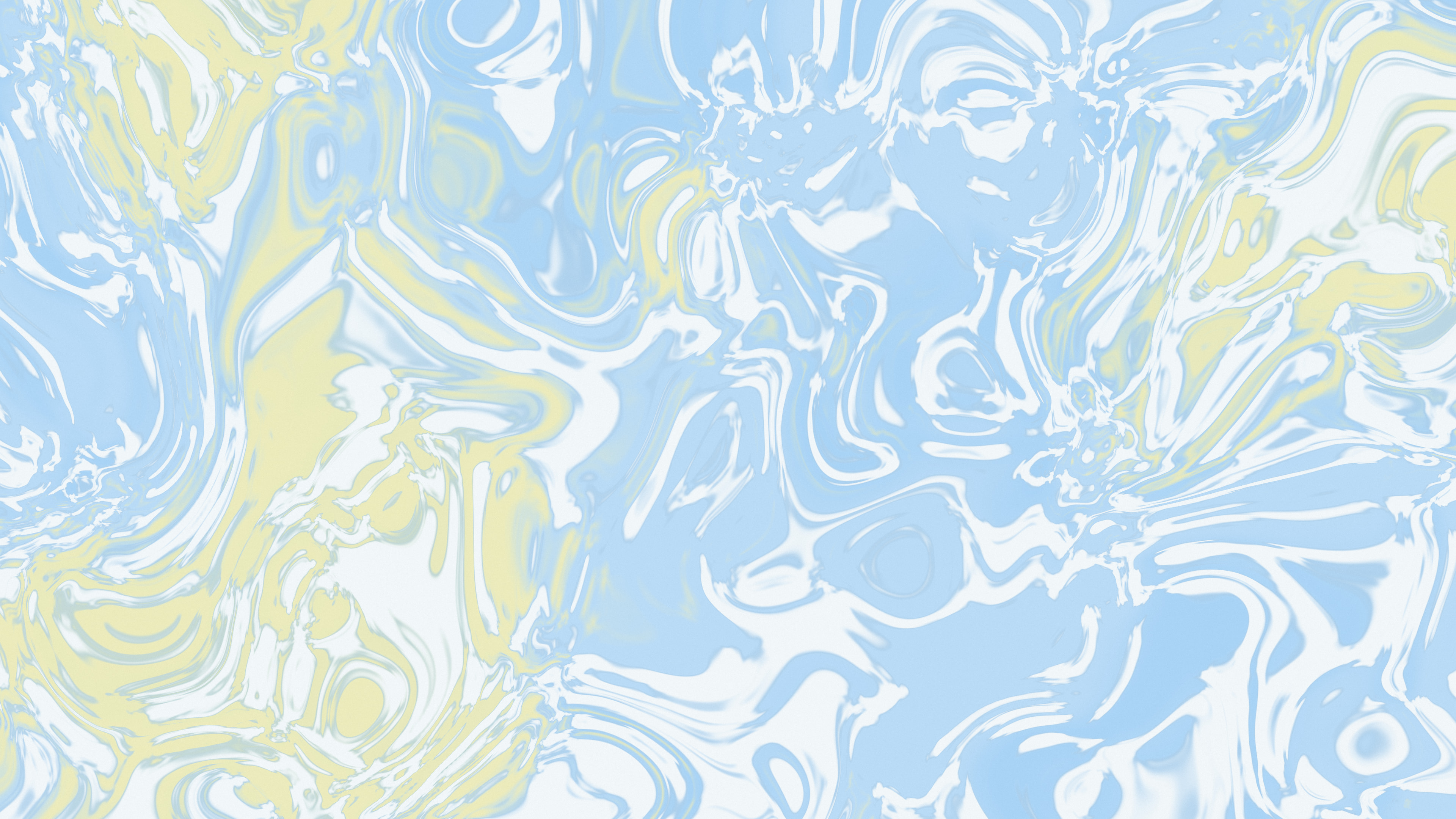 Light Blue and Pastel Yellow Liquid Marble desktop wallpaper in 4K
