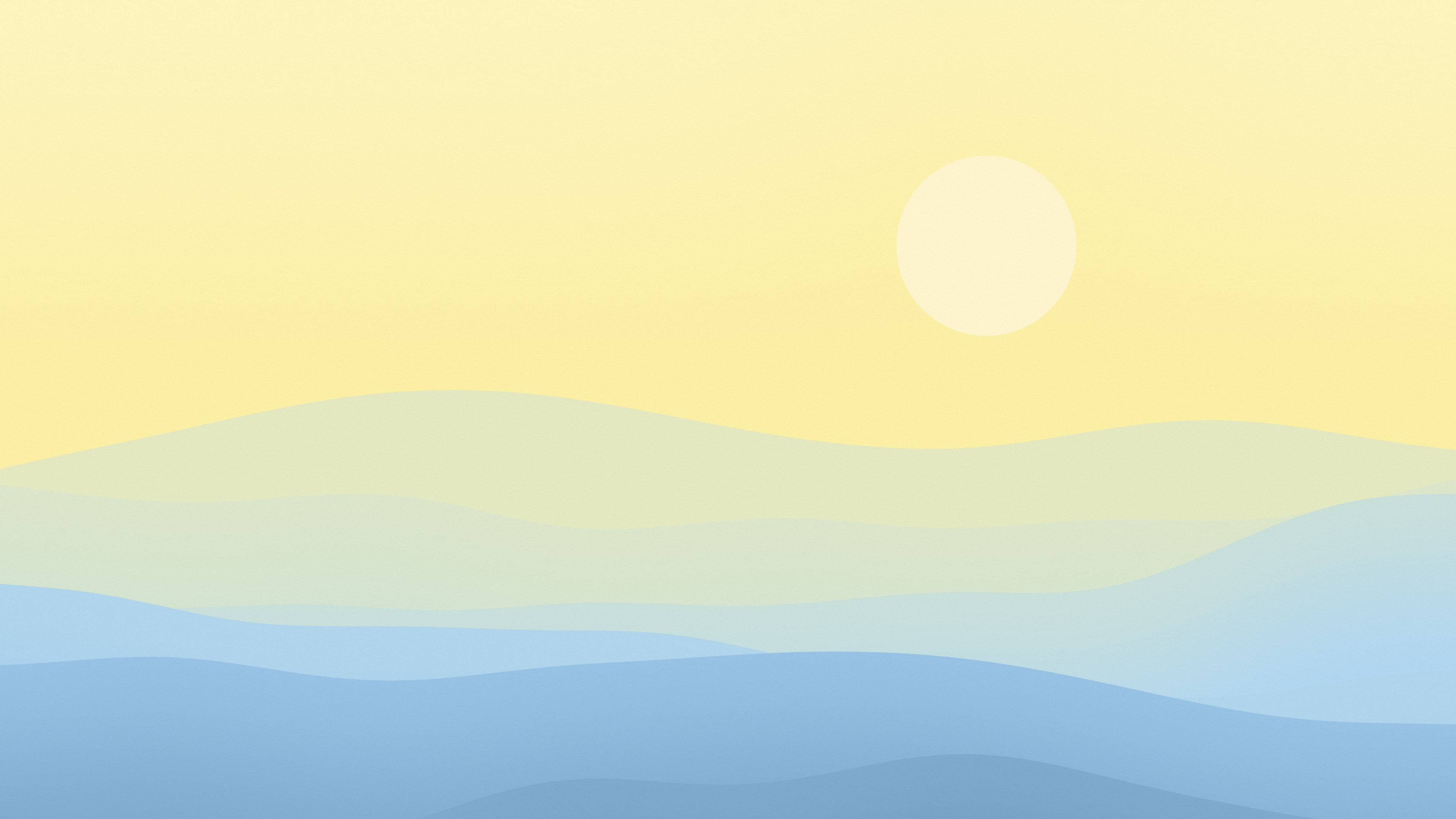 Light Blue and Pastel Yellow Minimalist Desert Dunes desktop wallpaper in 4K