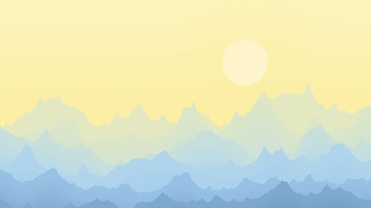 Light Blue and Pastel Yellow Minimalist Mountain Landscape desktop wallpaper in 4K