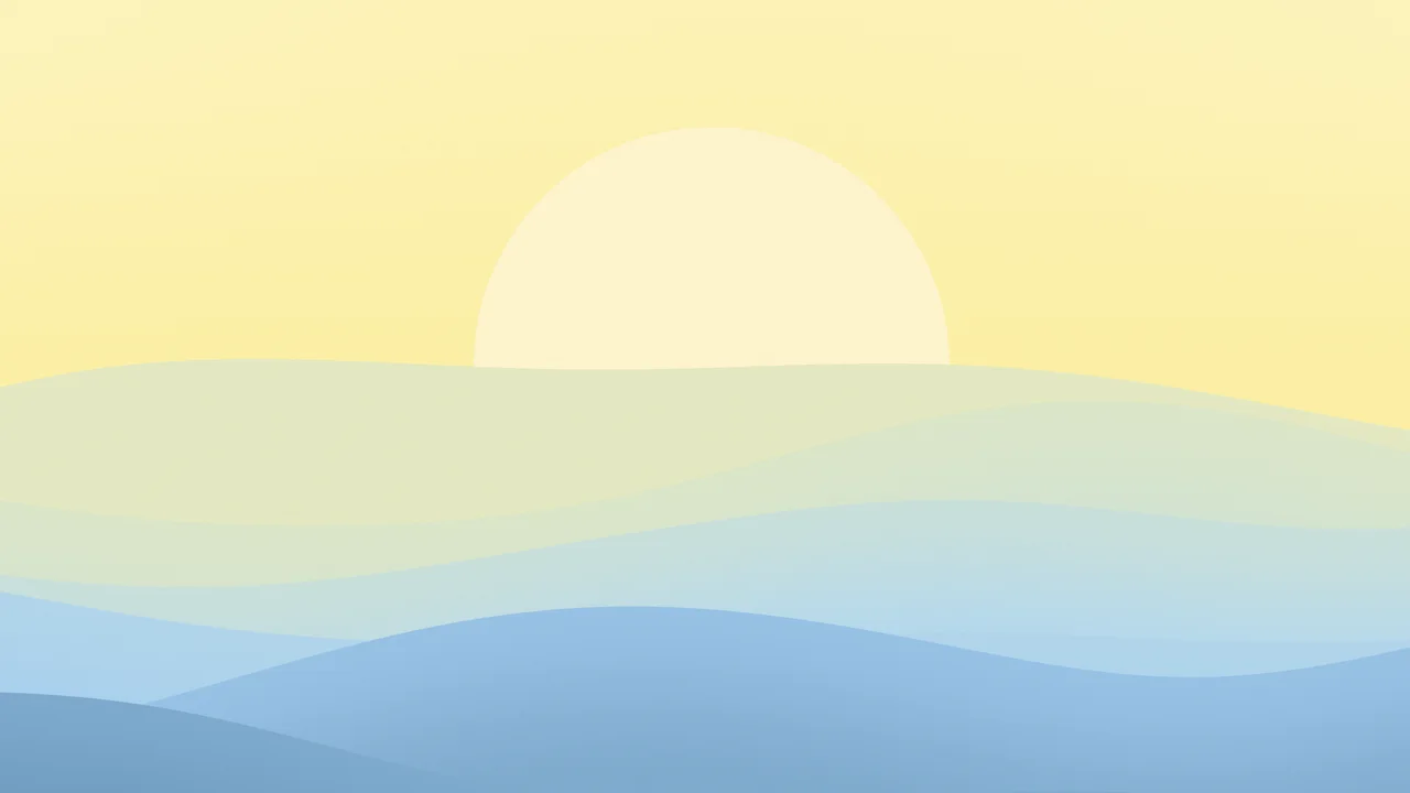 Light Blue and Pastel Yellow Minimalist Sunset Hills desktop wallpaper in 4K