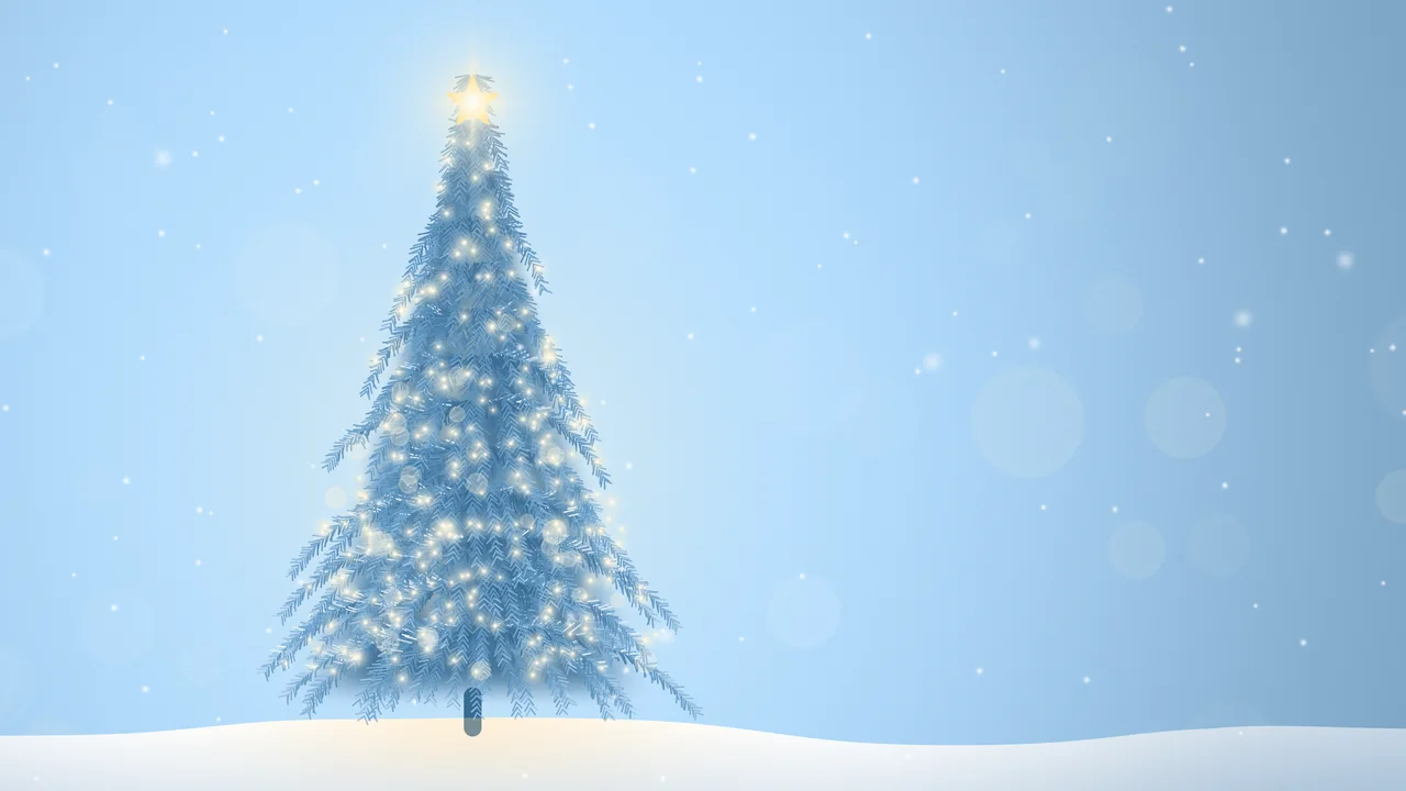 Light Blue Christmas Tree desktop wallpaper in 4K