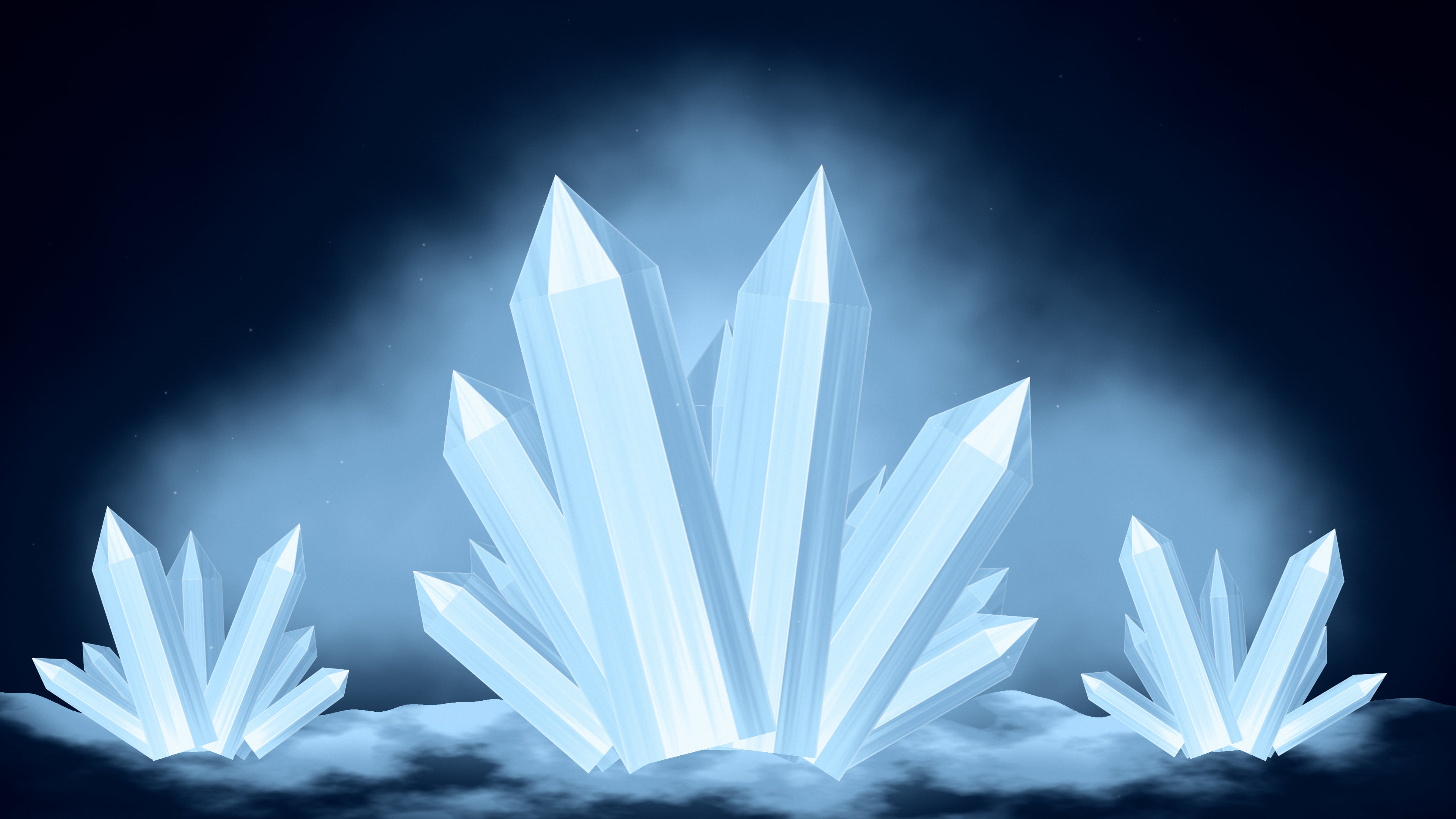 Light Blue Crystal Cluster desktop wallpaper in 4K