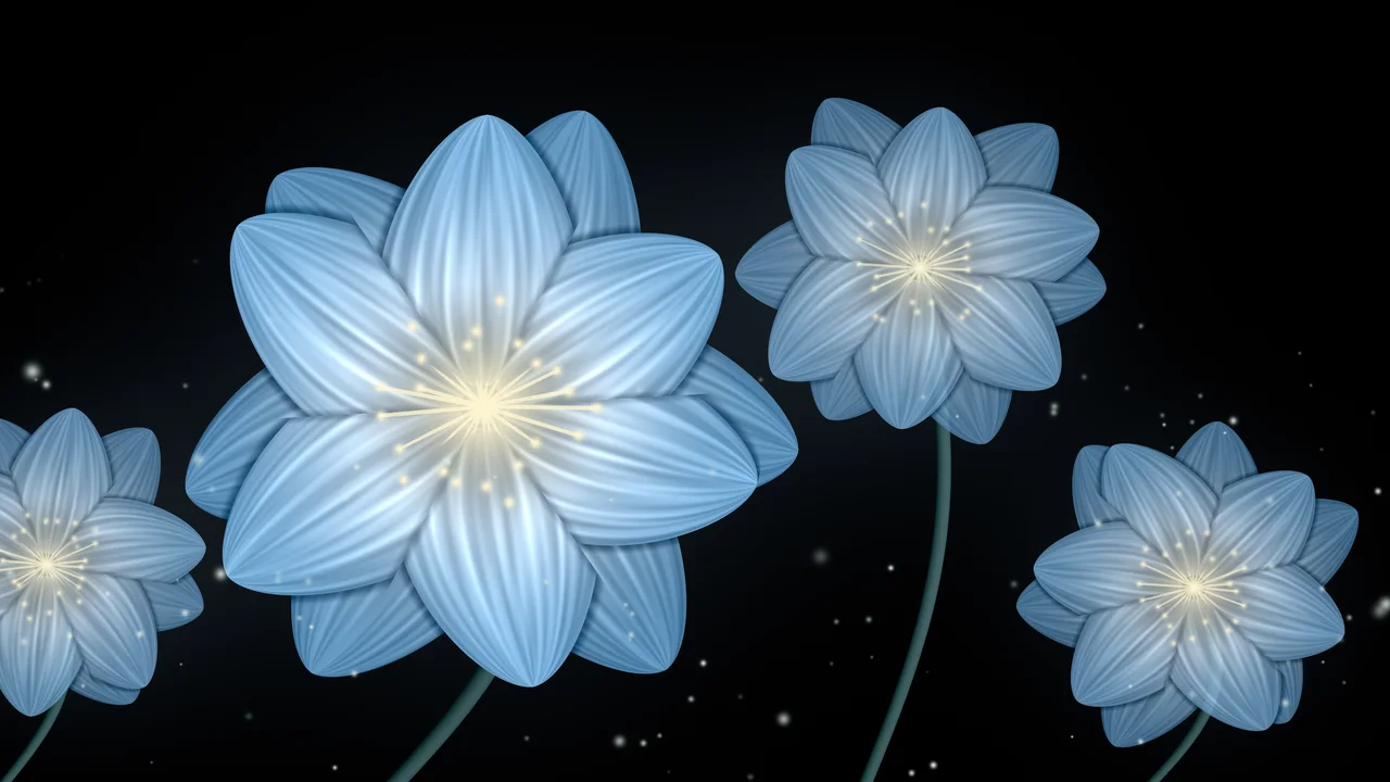 Light Blue Glowing Flower desktop wallpaper in 4K