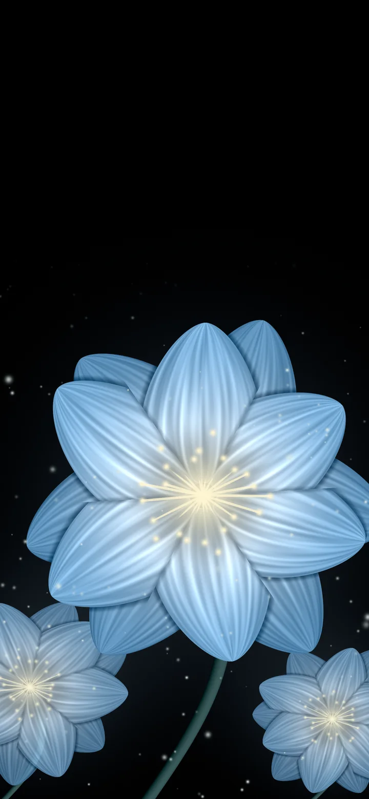 Light Blue Glowing Flower wallpaper for iPhone and Android