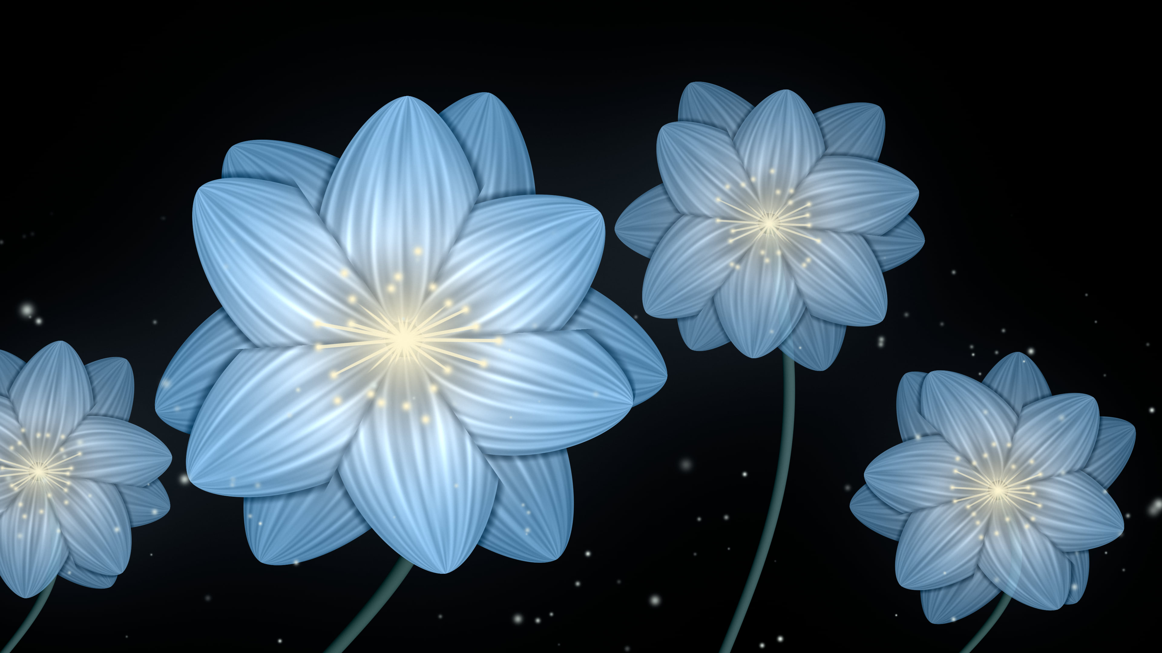 Light Blue Glowing Flower desktop wallpaper in 4K
