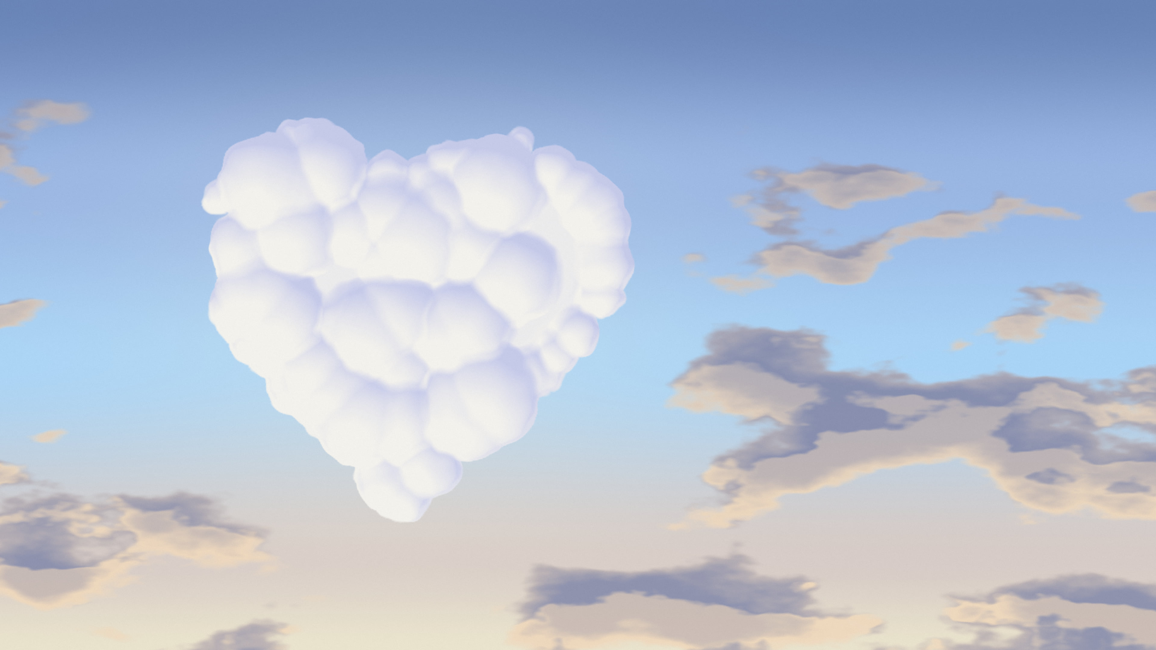 Light Blue Heart Cloud Sky desktop wallpaper in 4K