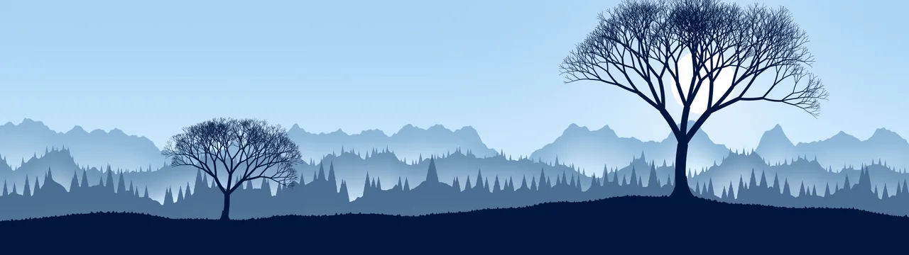 Light Blue Lone Tree in Fog dual monitor wallpaper, 7680 × 2160