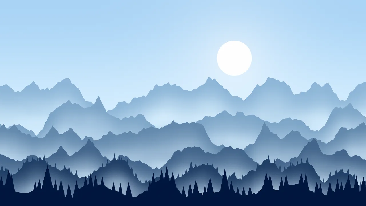 Light Blue Misty Mountains desktop wallpaper in 4K