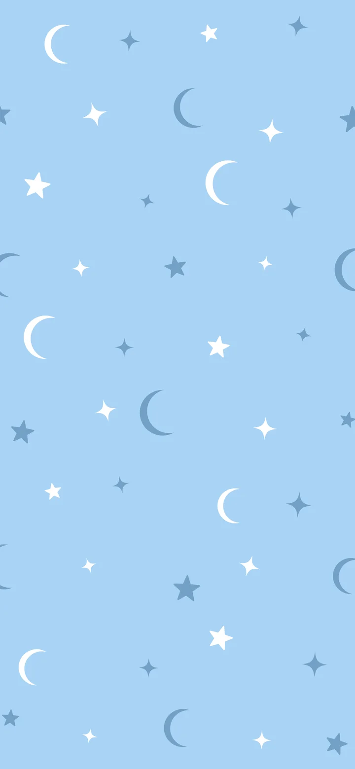 Light Blue Moon and Stars Pattern wallpaper for iPhone and Android