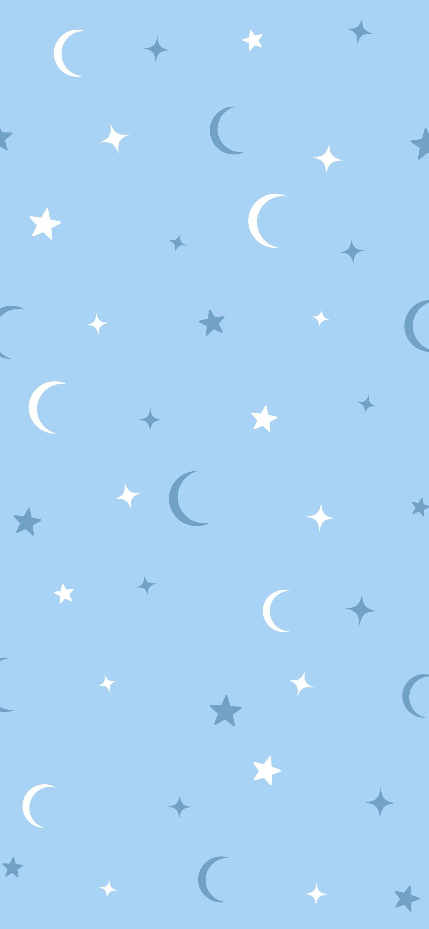 Light Blue Moon and Stars Pattern wallpaper for iPhone and Android