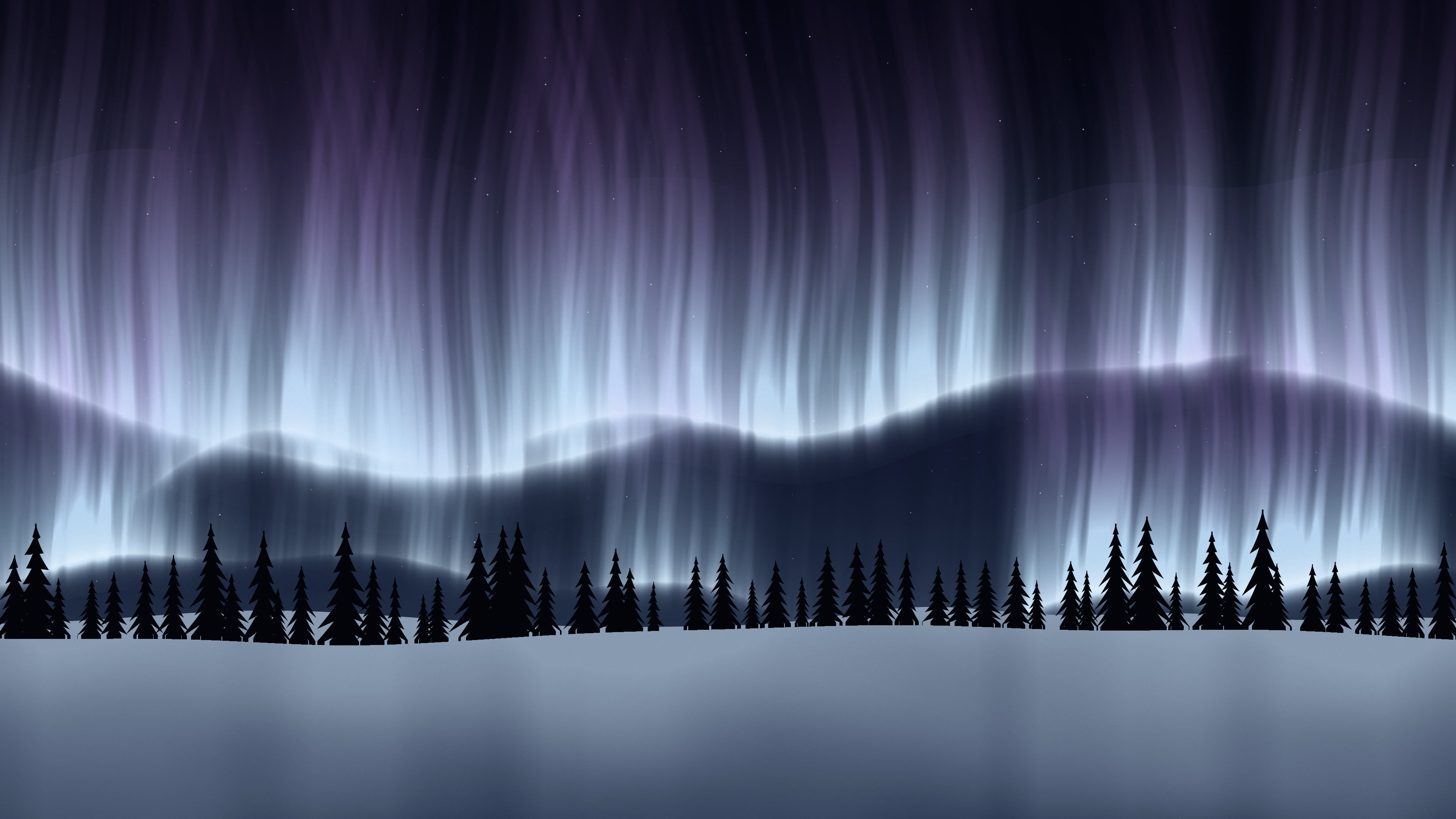 Light Blue Northern Lights desktop wallpaper in 4K