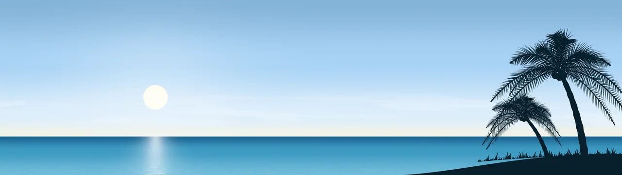 Light Blue Palm Tree Beach dual monitor wallpaper, 7680 × 2160