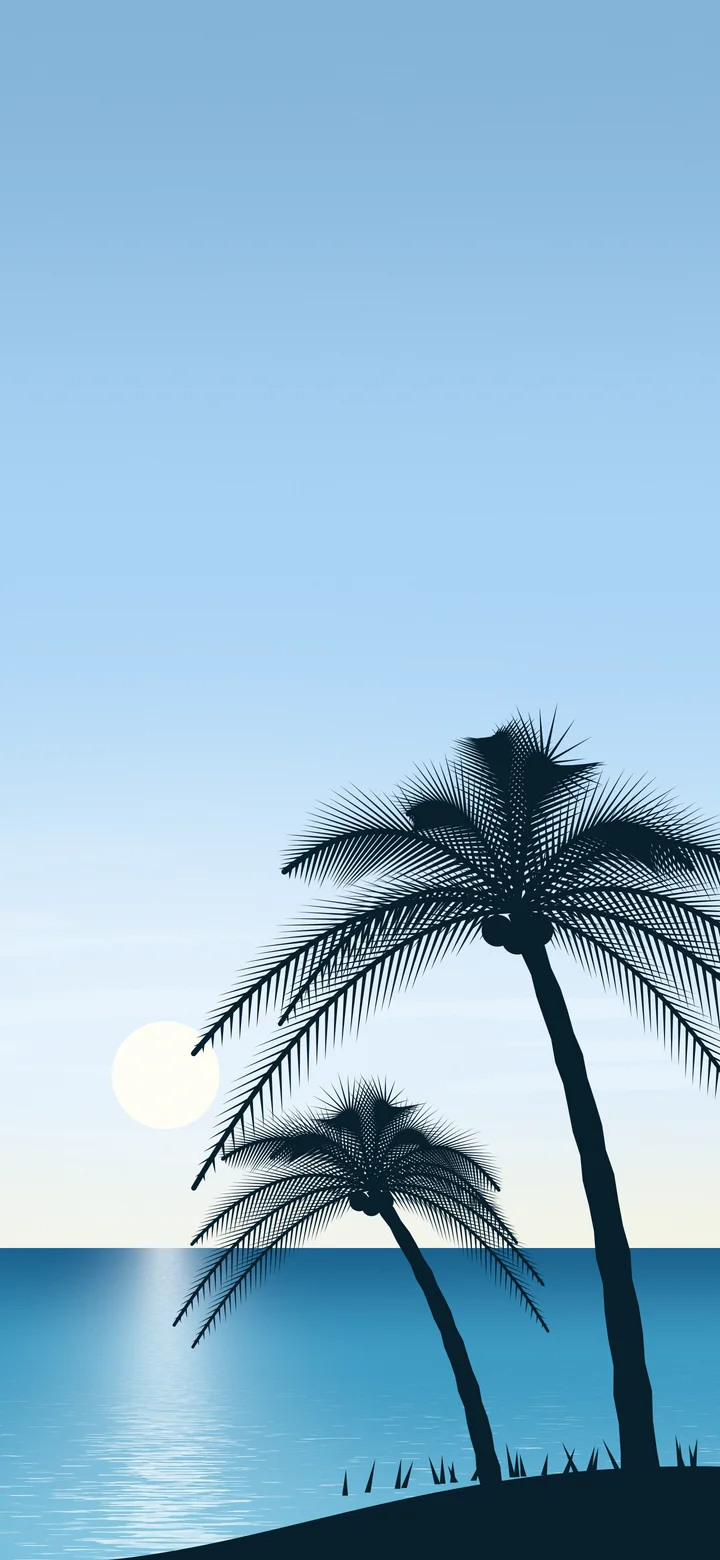 Light Blue Palm Tree Beach wallpaper for iPhone and Android