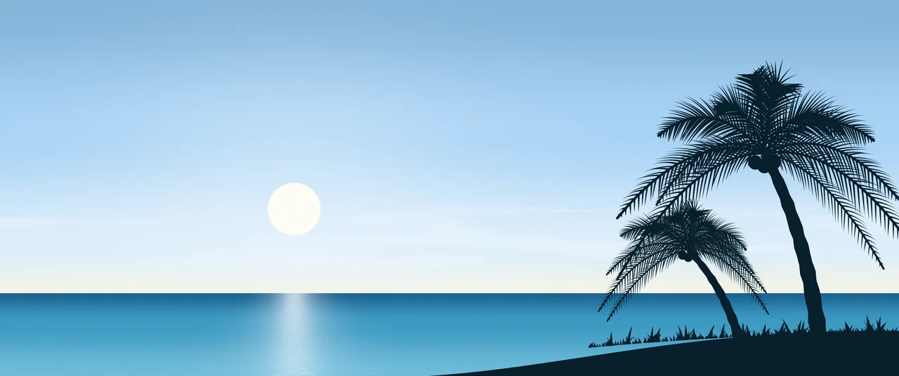 Light Blue Palm Tree Beach ultrawide wallpaper, 3440 × 1440
