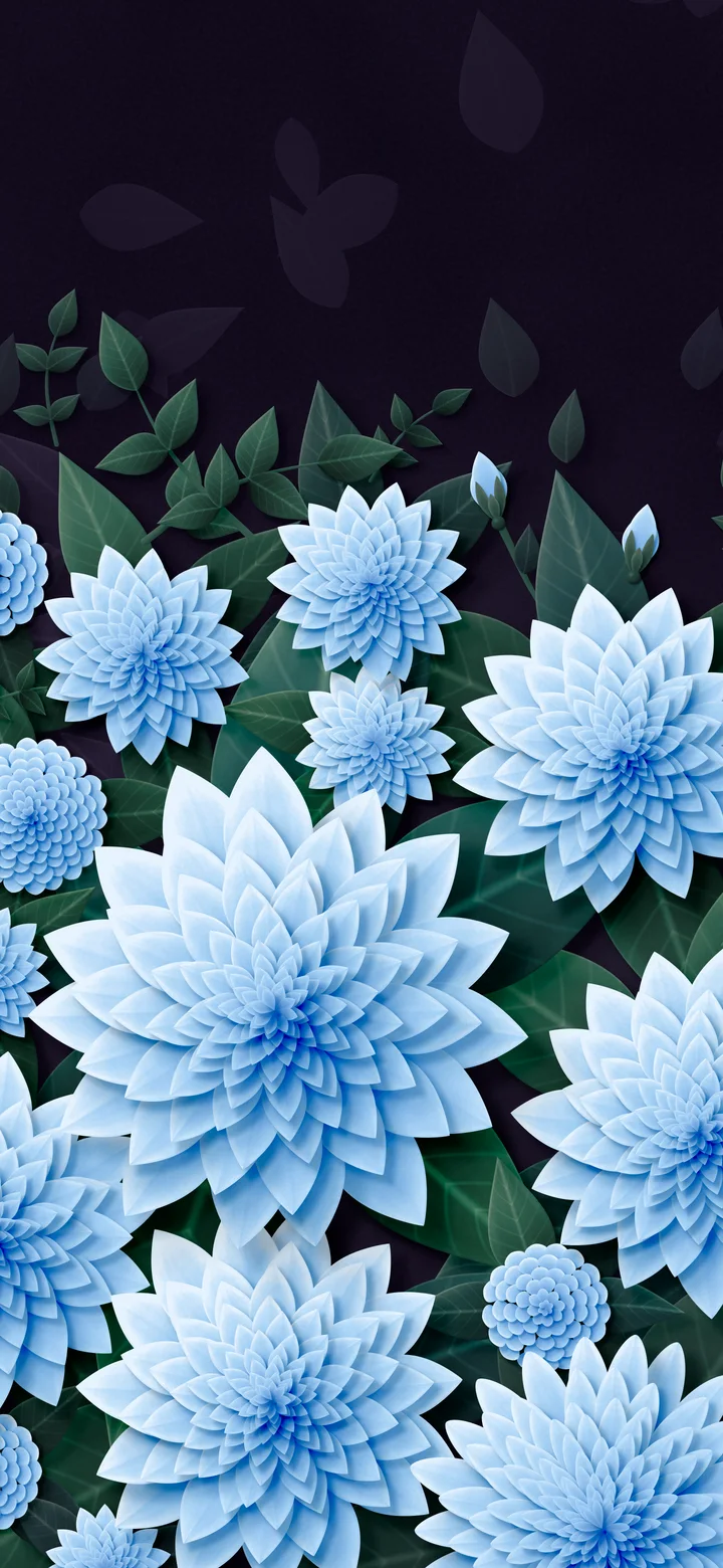 Light Blue Paper Dahlias wallpaper for iPhone and Android